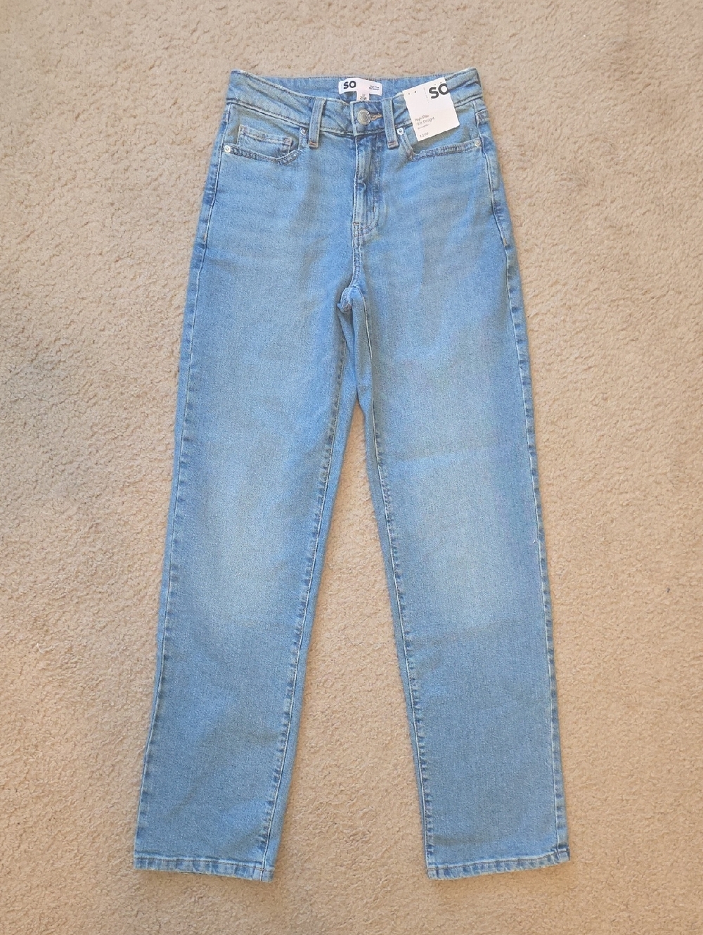 SO Light Blue Straight-Leg High-Rise Jeans